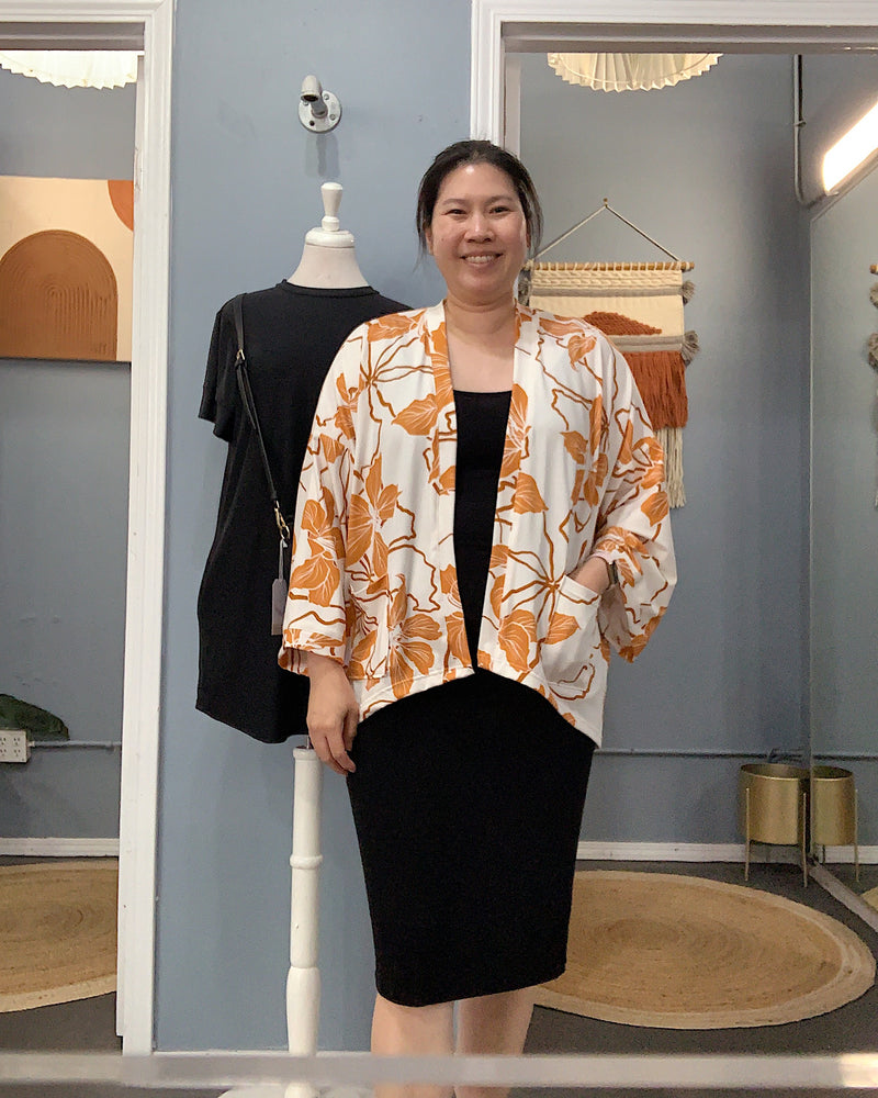 Midori Kimono Cardigan in Mandarin Bauhinia