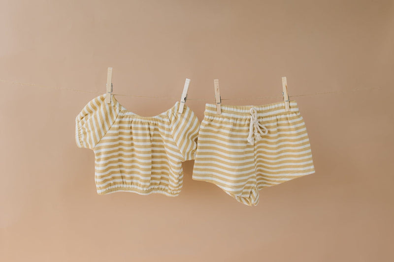 Ava + Oliver Bibs Isla Set in Mustard Stripe Isla Set in Mustard Stripe | Ava + Oliver at Valia Honolulu  Valia Honolulu