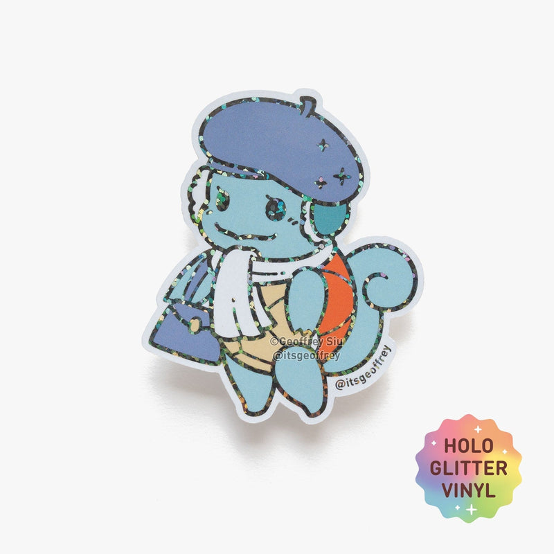 Geoffrey Siu Art Stationary Mrs. Squiretle Glitter Sticker Mrs. Squiretle Glitter Sticker | Geoffrey Siu Art at Valia Honolulu Valia Honolulu