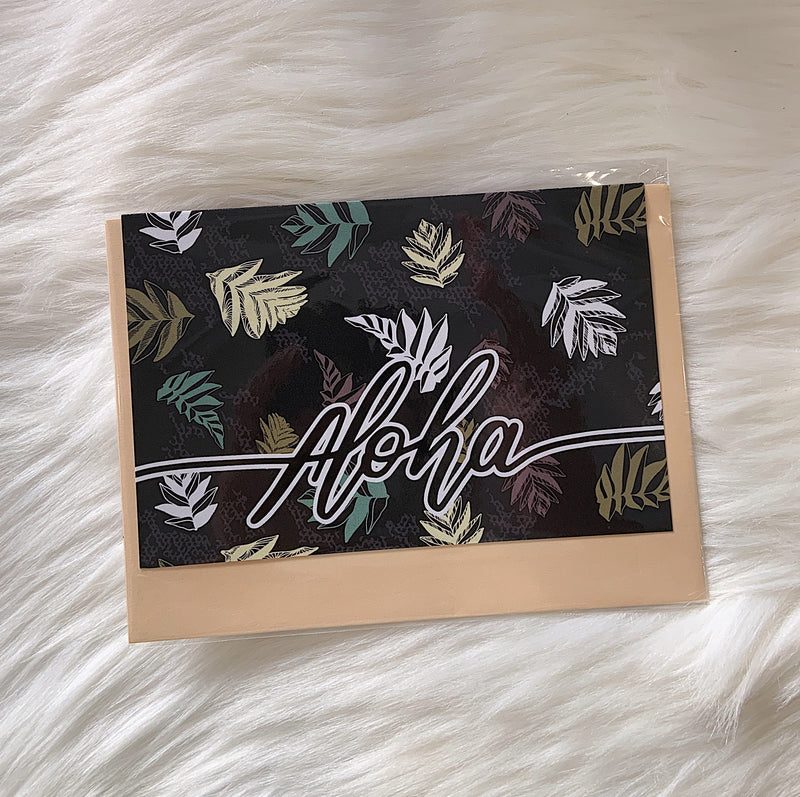 Hinu Rise Stationary Ulu Leaf Aloha Greeting Card Naupaka Mahalo Greeting Card | Hinu Rise at Valia Honolulu Valia Honolulu