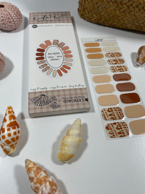 Iwi Nails Beauty and Wellness Gel Nail Strips in Pupu hinuhihu: 'Aha'aha (Miter) Valia Honolulu