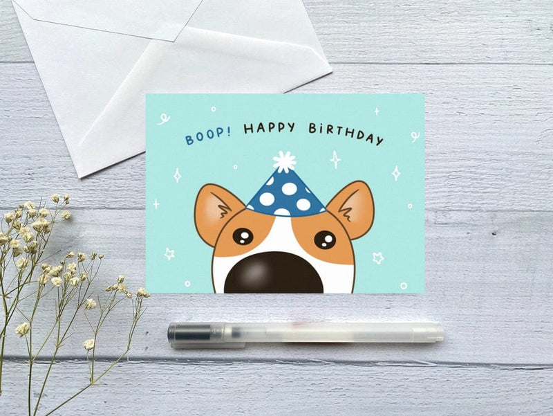 Kela Designs Gift Birthday Boop Corgi Greeting Card Birthday Boop Corgi Greeting Card | Single Sploot at Valia Honolulu Valia Honolulu