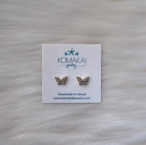 Komakai Jewelry Jewelry Butterfly Cubic Zirconia Stud Earrings Butterfly Cubic Zirconia Stud Earrings | Dainty Gemstone Jewelry | Valia H Valia Honolulu