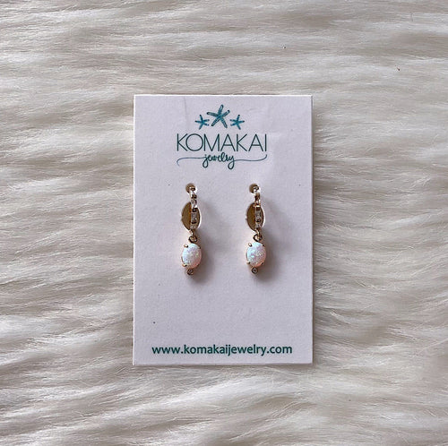 Komakai Jewelry Jewelry CZ and Opal Huggy Earrings CZ and Opal Huggy Earrings | Dainty Gemstone Jewelry | Valia H Valia Honolulu