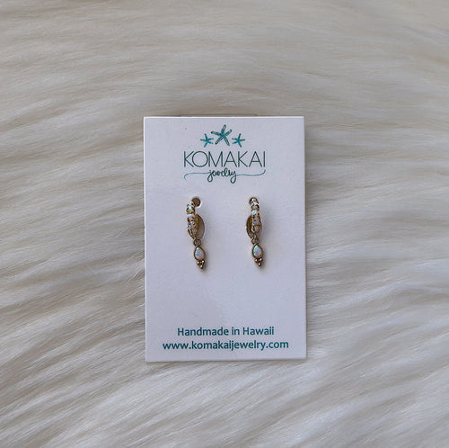 Komakai Jewelry Jewelry Fancy Opal Huggy Earrings Opal Huggy Earrings| Dainty Handmade Jewelry | Valia Honolulu Valia Honolulu
