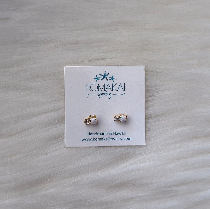 Komakai Jewelry Jewelry Opal and Cubic Zirconia Stud Earrings Opal and Cubic Zirconia Stud Earrings | Dainty Gemstone Jewelry | Valia H Valia Honolulu