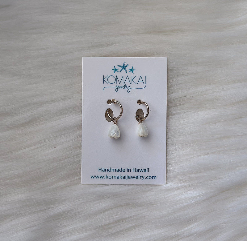 Komakai Jewelry Jewelry Pikake Huggy Earrings Pikake Huggy Earrings | Dainty Gemstone Jewelry | Valia H Valia Honolulu