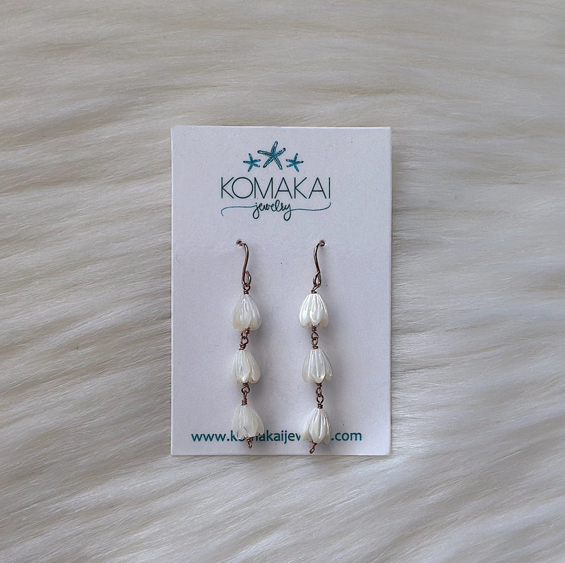 Komakai Jewelry Jewelry Pikake Triple Drop Earrings Pikake Triple Drop Earrings | Dainty Handmade Jewelry | Valia Honolulu Valia Honolulu
