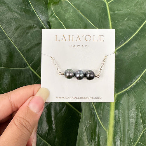 Laha’ole Jewelry 14k GF Tahitian Bar Necklace Tahitian Pearl Lariat Necklace | Handmade Hawaiian Jewelry | Valia  Valia Honolulu
