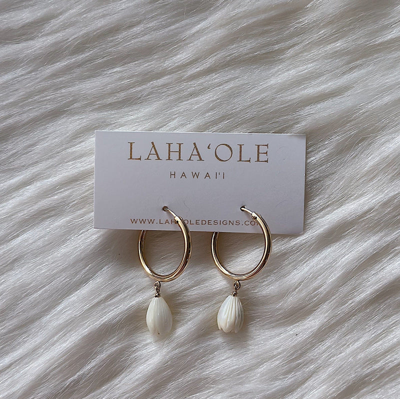 Laha’ole Jewelry Medium Pikake Huggie Earrings Medium Pikake Huggie Earrings | Handmade Hawaiian Jewelry | Valia Honolulu Valia Honolulu