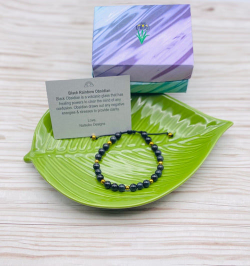 Natsuko Designs Jewelry Rainbow Obsidian Bracelet Valia Honolulu