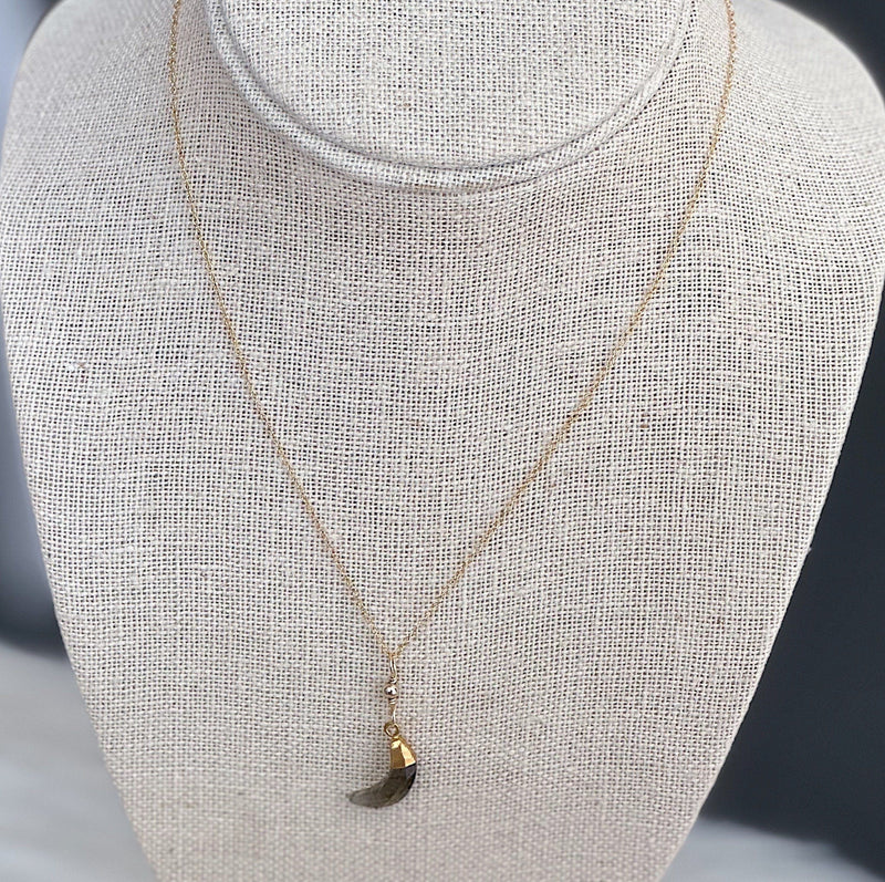 Prickly Pear Designs Jewelry 14k Gold-Filled Labradorite Crescent Moon Necklace 14k Gold-Filled Labradorite Crescent Moon Necklace | Unique Handmade Gemstone Jewelry | Valia Honolu Valia Honolulu