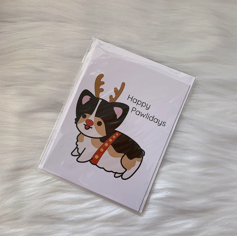 Single Sploot Gift Happy Pawlidays Reindeer Corgi Greeting Card Happy Pawlidays Tri Reindeer Corgi Holiday Greeting Card | Single Sploot at Valia Honolulu Valia Honolulu