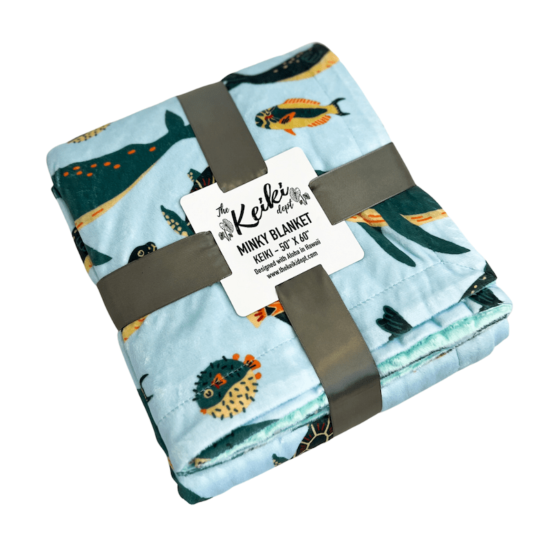 The Keiki Dept Quilts & Comforters Minky Blanket in Ocean Friends Valia Honolulu