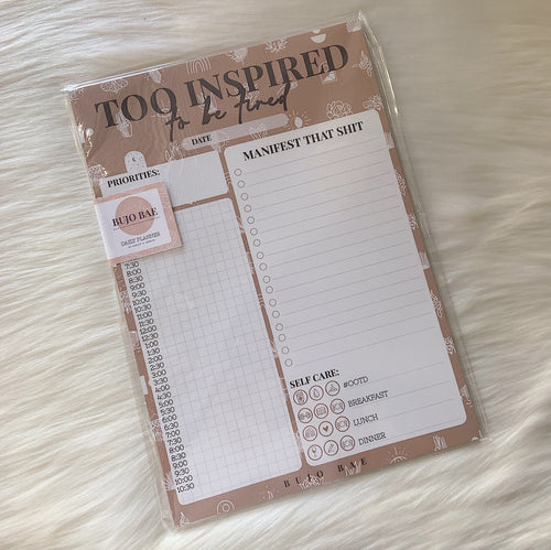 bujoBAE Stationary Too Inspired to be Tired Daily Desk Notepad Too Inspired to be Tired Daily Desk Notepad | Valia Honolulu Valia Honolulu