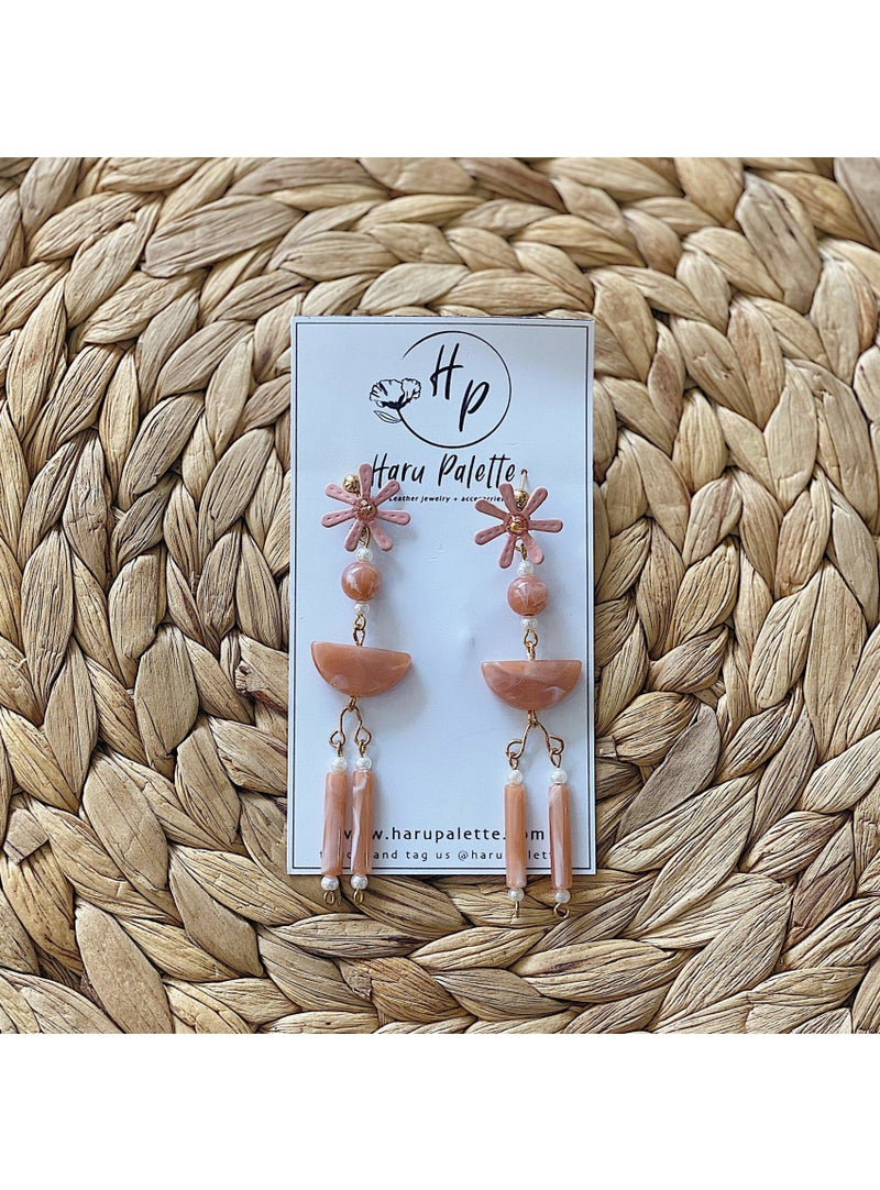 Haru Palette Jewelry Chloe Earrings in Pink Leather Earrings | Unique Round Design | Haru Palette at Valia Honolulu Valia Honolulu