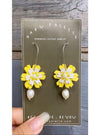 Yellow w/White Sakura with Bead Earrings