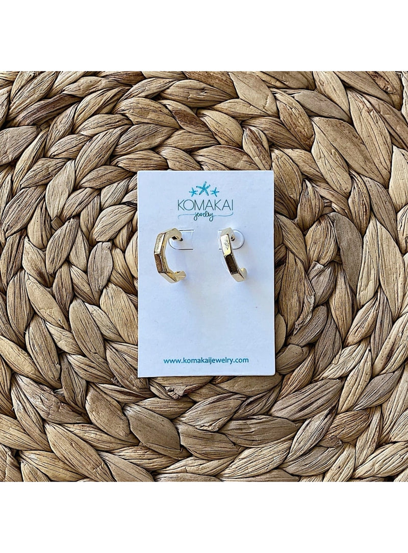 Komakai Jewelry Jewelry Half Hexagon Hoop Earrings Half Hexagon Hoop Earrings | Dainty Handmade Jewelry | Valia Honolulu Valia Honolulu