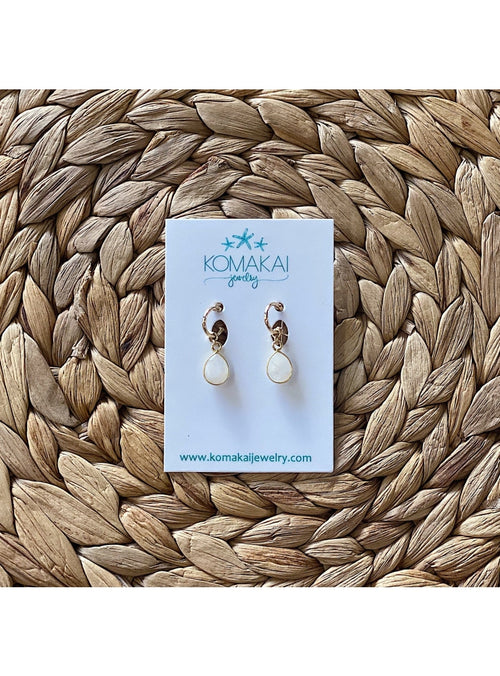 Komakai Jewelry Jewelry Moonstone Bezel Huggy Earrings Moonstone Bezel Huggy Earrings | Dainty Gemstone Jewelry | Valia H Valia Honolulu