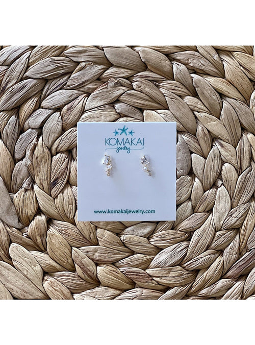 Komakai Jewelry Jewelry Pearl and CZ Earcrawler Stud Earrings Pearl and CZ Earcrawler Stud Earrings | Dainty Gemstone Jewelry | Valia H Valia Honolulu