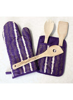 Laha’ole Home Pikake Lei Oven Mitt Set in Purple Valia Honolulu