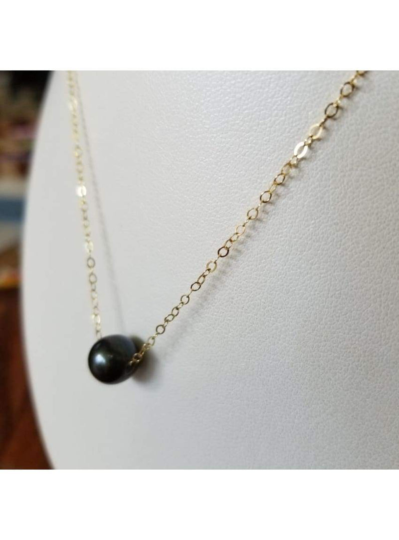 Tahitian Cultured 8-9mm Pearl & Diamond 14kt White Gold Necklace | Costco