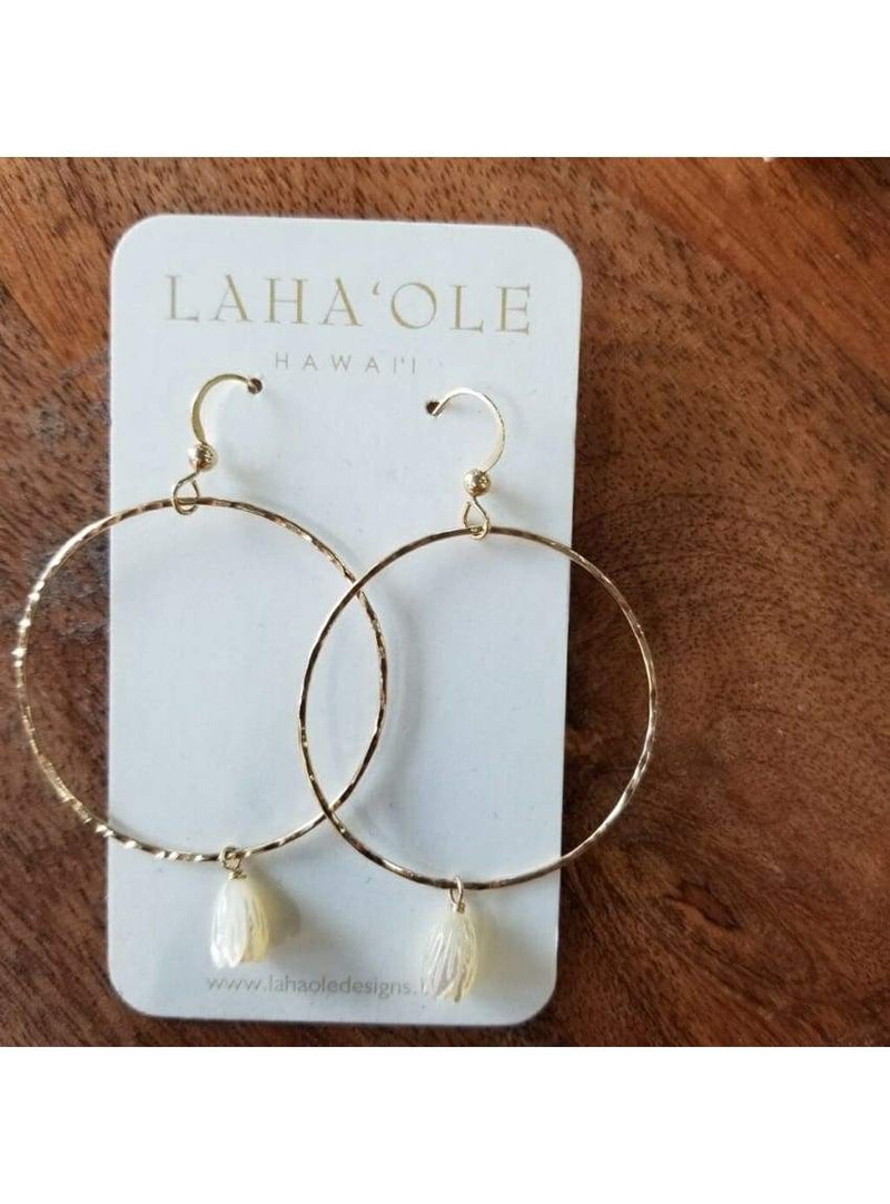 Laha’ole Jewelry 14k GF Large Pikake Hoops Pikake Hoop Earrings | Handmade Hawaiian Jewelry | Valia Honolulu Valia Honolulu
