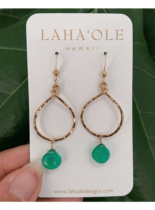 Laha’ole Jewelry Chrysoprase Hoops Peach Pearl Hoop Earrings | Handmade Hawaiian Jewelry | Valia Honolulu Valia Honolulu