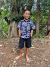 Pohaku Hawaii Keiki Boy's Aloha Shirt in Ele Ele Kalea Boys Aloha Shirt in Dark Green | Keiki Aloha Shirt | Valia Honolulu Valia Honolulu