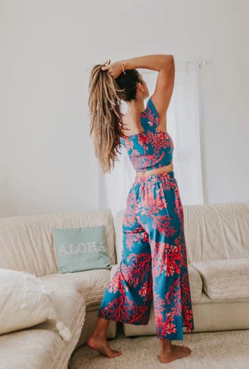 Pohaku Hawaii pants Kona Slit Capri in Koa Kalea Women's High-Low Dress| Dresses | Valia Honolulu Valia Honolulu