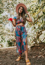 Pohaku Hawaii pants Kona Slit Capri in Koa Kalea Women's High-Low Dress| Dresses | Valia Honolulu Valia Honolulu