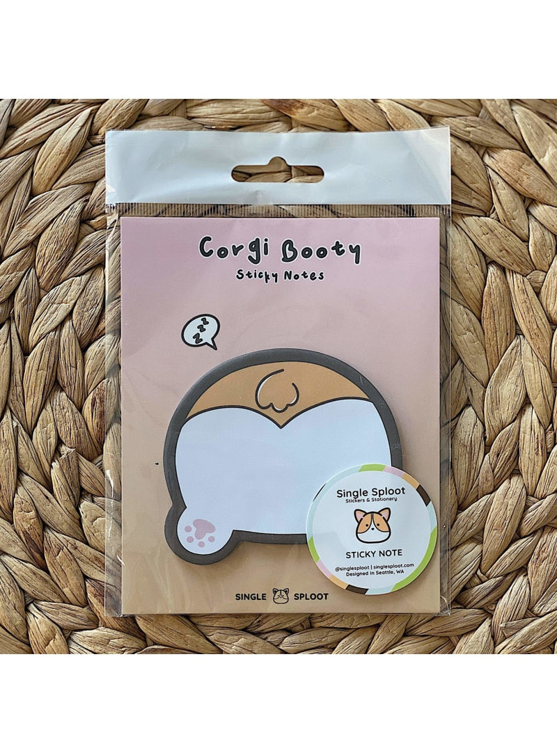 Single Sploot Gift Corgi Butt Sticky Notepad Thunder Boy Sticky Notepad | Riskit Design at Valia Honolulu Valia Honolulu