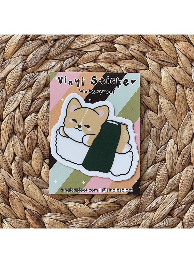 Single Sploot Gift Musubi Corgi Vinyl Sticker Thunder Boy Sticky Notepad | Riskit Design at Valia Honolulu Valia Honolulu