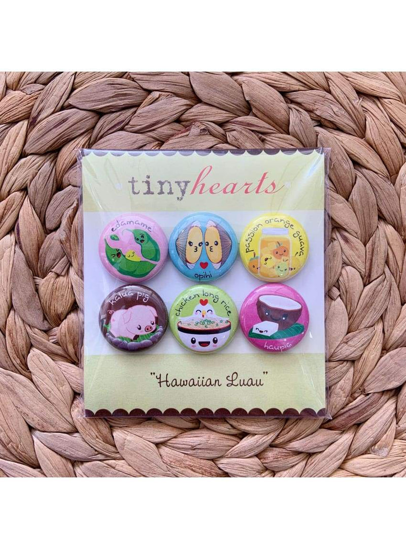 Tiny Hearts Gift Hawaiian Luau Tiny Hearts Magnet Set Foodie Magnets | Handmade Fridge Magnets | Tiny Hearts Valia Honolulu