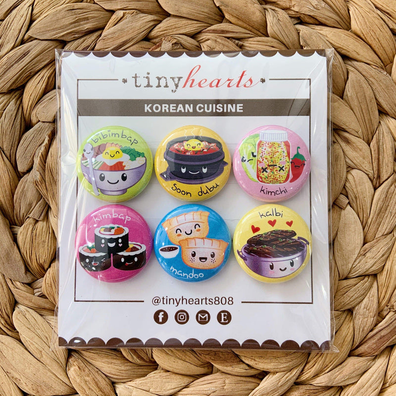 Tiny Hearts Gift Korean Cuisine Tiny Hearts Magnet Set Foodie Magnets | Handmade Fridge Magnets | Tiny Hearts Valia Honolulu