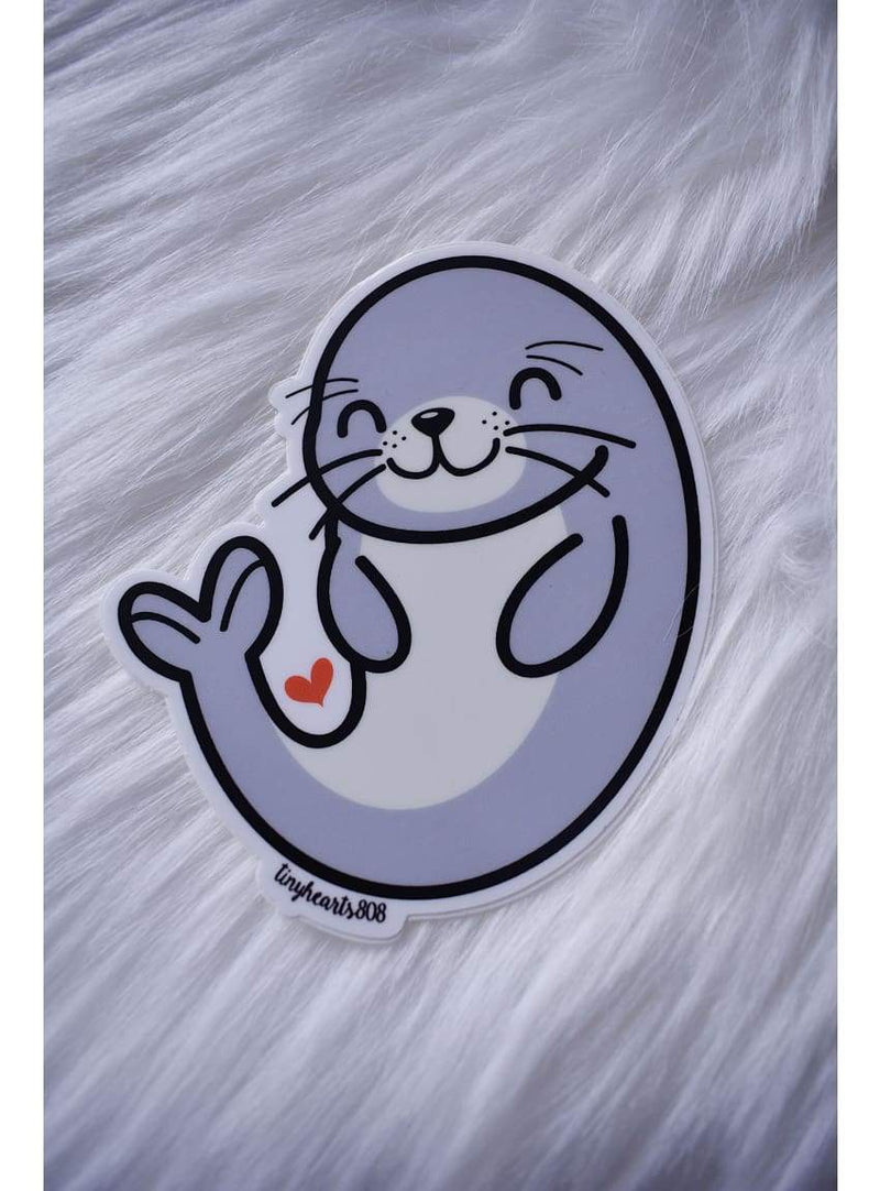 Tiny Hearts Gift Monk Seal Sticker Monk Seal | Vinyl Sticker | Tiny Hearts at Valia Honolulu Valia Honolulu