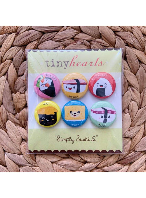 Tiny Hearts Gift Simply Sushi 2 Tiny Hearts Magnet Set Foodie Magnets | Handmade Fridge Magnets | Tiny Hearts Valia Honolulu