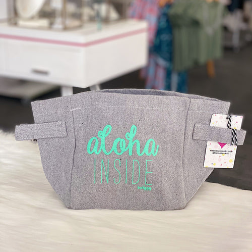 Twiggy Hawaii Handbag Aqua Aloha Inside Mini Organizer in Recycled Canvas Aloha Inside Mini Organizer in Recycled Canvas | Twiggy Hawaii at Valia Honolulu Valia Honolulu