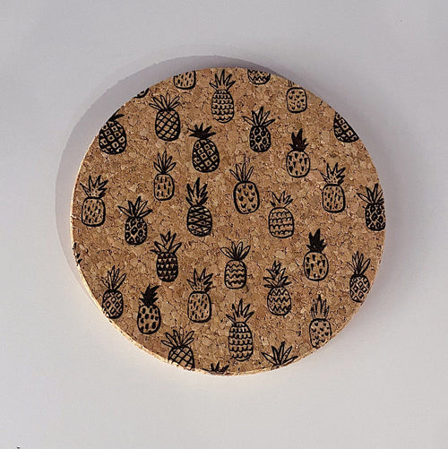Workshop 28 Home Cork Coaster in Pineapple Icon Cork Coaster | Workshop 28 at Valia Honolulu Valia Honolulu