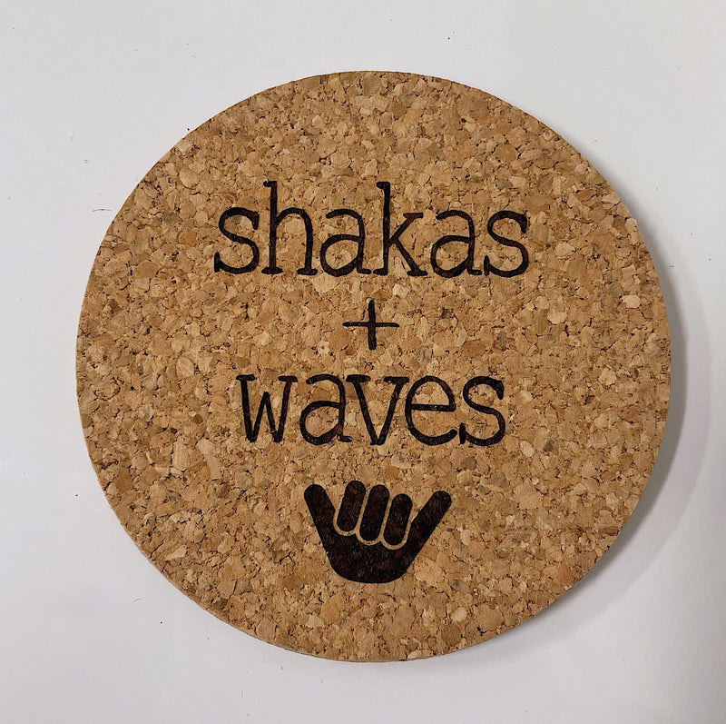 Workshop 28 Home Cork Coaster in Shaka + Waves Cork Coaster | Workshop 28 at Valia Honolulu Valia Honolulu