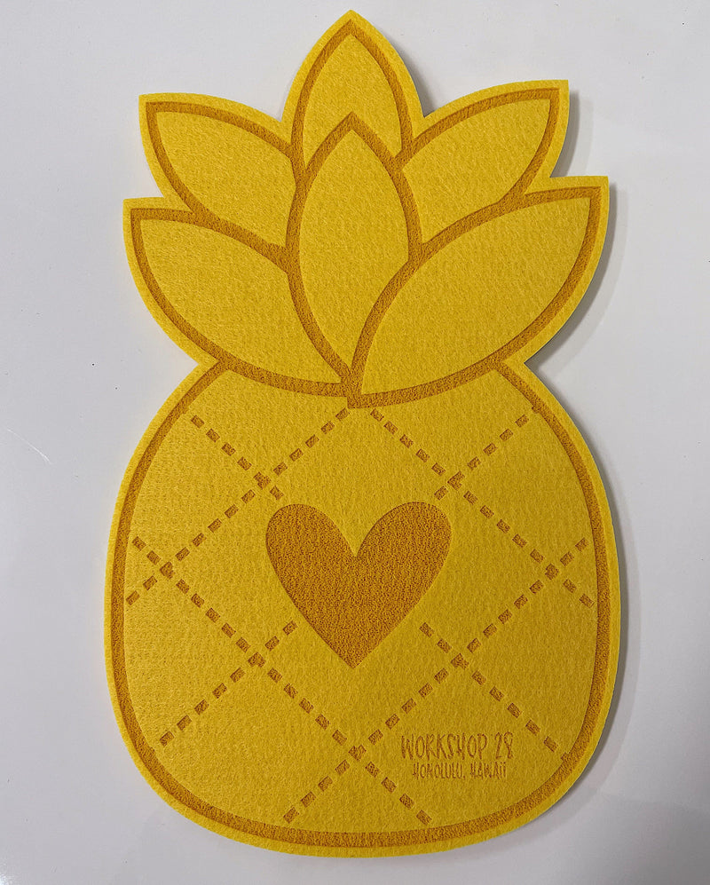 Workshop 28 Home Heart Pineapple Felt Coaster Heart Pineapple Felt Coaster | Workshop 28 at Valia Honolulu Valia Honolulu