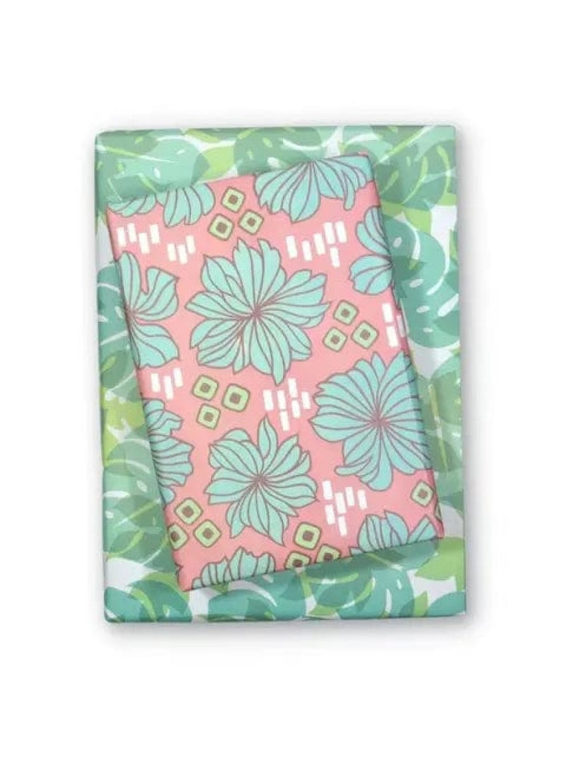 Wrappily Eco Gift Wrap Co. Stationary Wrappily Paper in Retro Blooms/Monstera Shadow Valia Honolulu
